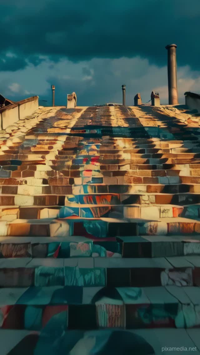 Stairway of a Thousand Tiles - Street Art AI stock